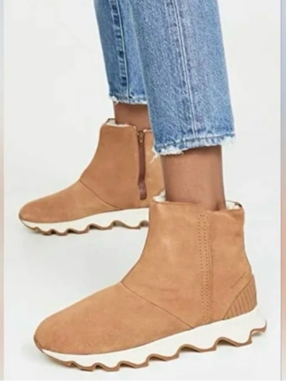 Sorel Brown Suede Fur-lined Kinetic Impact Short Waterproof Ankle Boots 11 $187